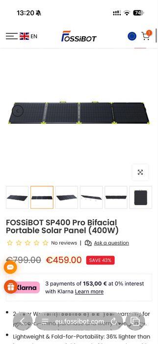 Сонячна панель FOSSIBOT SP400 400W