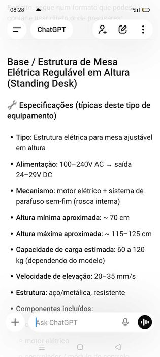 Base Elétrica +Ofertas Mesa regulável. Oportunidades
