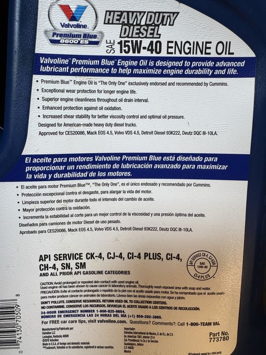 Олива моторна Valvoline Premium Blue 15W-40 API CK-4