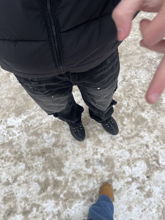 Черные distressed flared jeans джинсы клеш / L