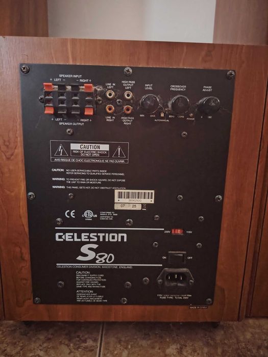 Conjunto de Som Celestion (Colunas de Chão F20 + Subwoofer Ativo S80)