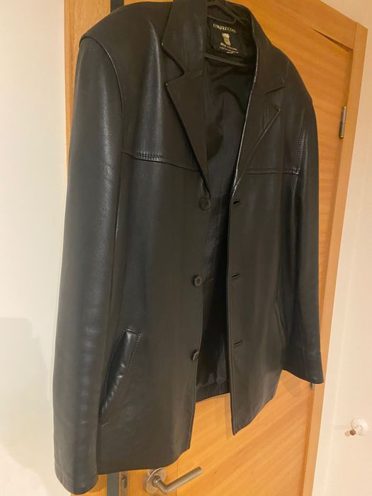 Casaco Preto Pele Homem