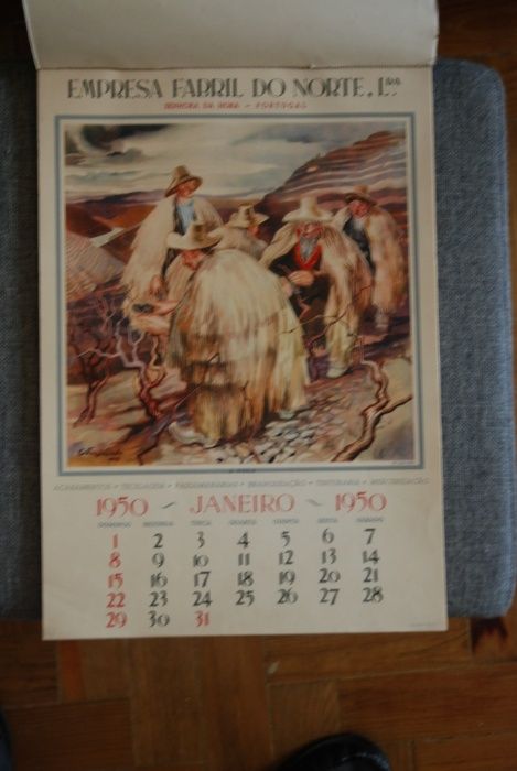 Ilustração "No Lagar" - Calendário de 1950 - EFANOR