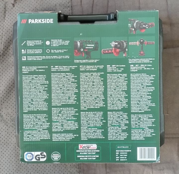 Aparafusadora / berbequim de percussão a bateria Parkside 20v
