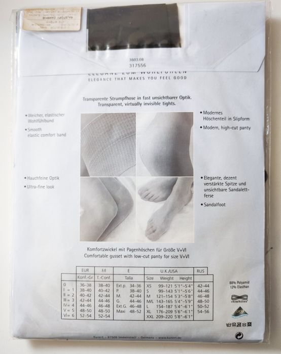 Rajstopy grafitowe Kunert transparentne 38-40 15den