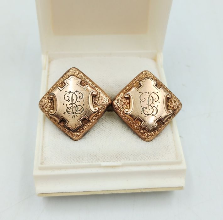 Srebro srebrne zlocone spinki do mankietów shaumgold antyk biedermeier XIX/XX w