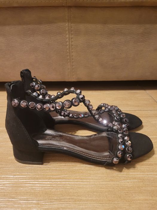 Buty na koturnie Sylwester błyszczące