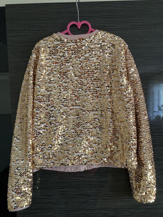 Złota kurtka bomber cekiny H&M 146/152