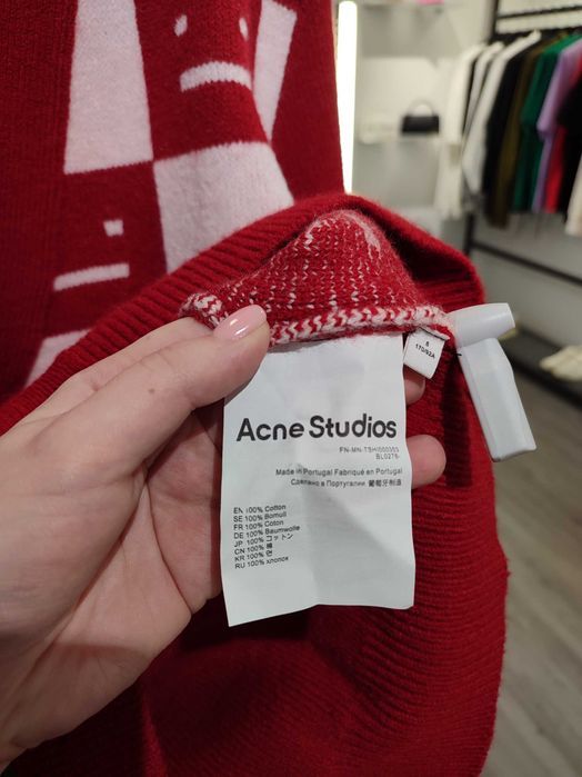 Кардиган Acne Studios Face Maglia wool cardigan Red