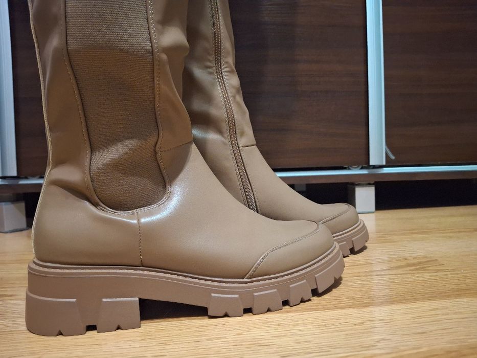 Kozaki nowe, brązowe kozaki, długie kozaki, 39