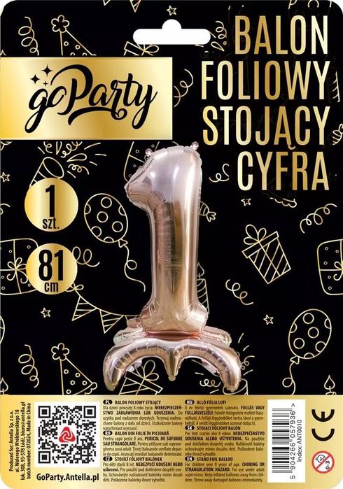 Balon foliowy stojący 1 rose gold 81cm. GoParty. Nowy Produkt