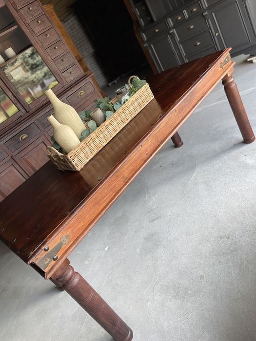 Stół kolonialny palisander drewniany indyjski stary vintage retro