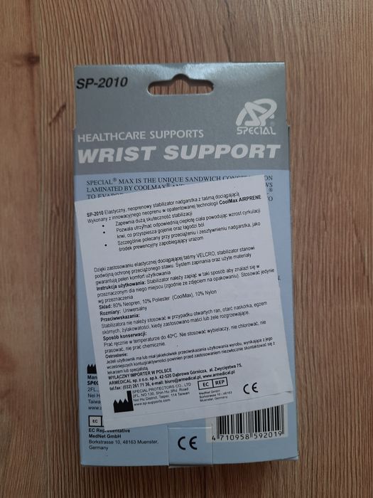 Neoprenowy stabilizator nadgarstka, opaska Special SP-2010 Elastyczny,