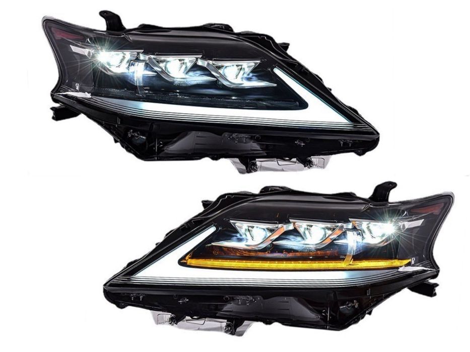 Фары Full LED 3 линзы Lexus RX 2009-2015 в стиле рестайлинг 2020+
