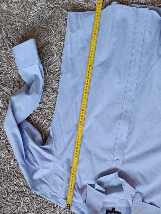 Męska koszula Wólczanka 40 niebieska błękitna tłoczony biały wzór