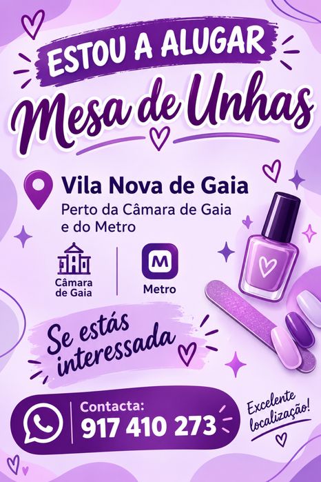 Aluguer mesa de unhas