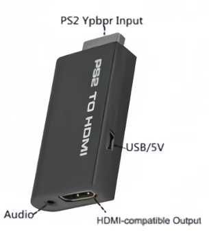 Conversor PS2 para HDMI - Adaptador Full HD 1080P com saída de áudio