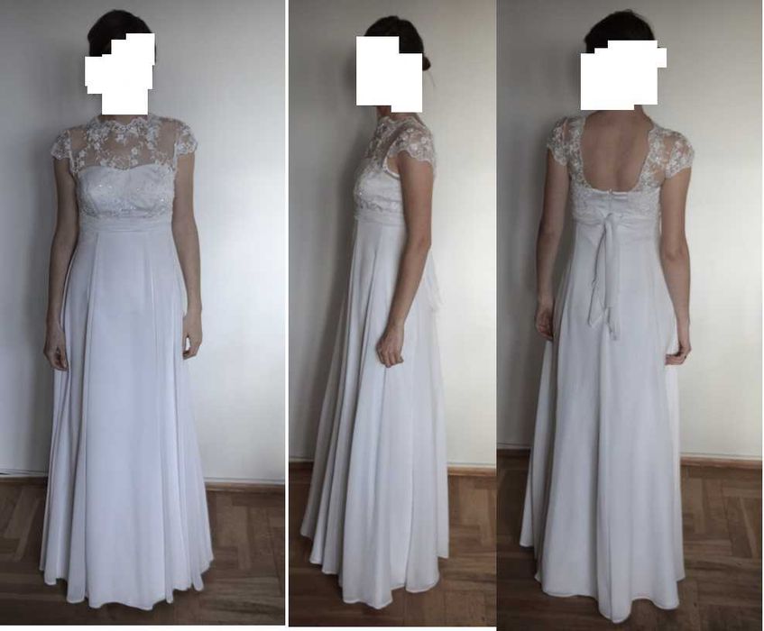 Piękna suknia ślubna długa (koronka) WELON gratis