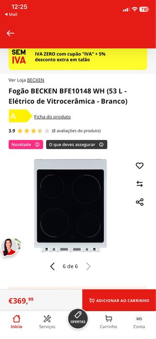 Fogão BECKEN Elétrico de Vitrocerâmica