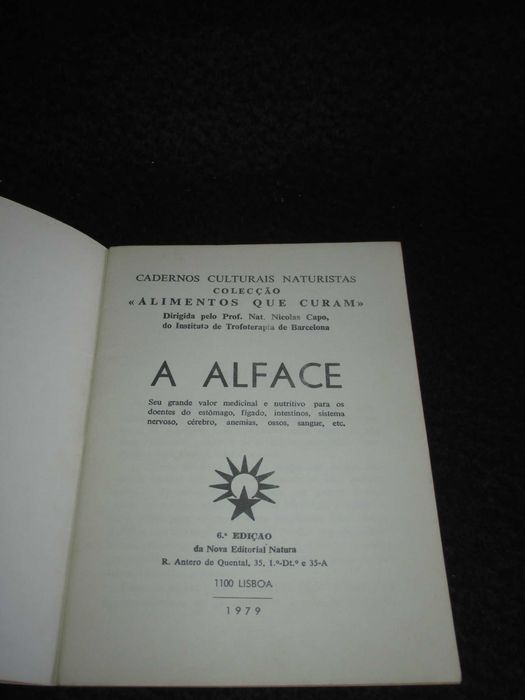 Livro A Alface Nicolas Capo Alimentos que Curam 1979