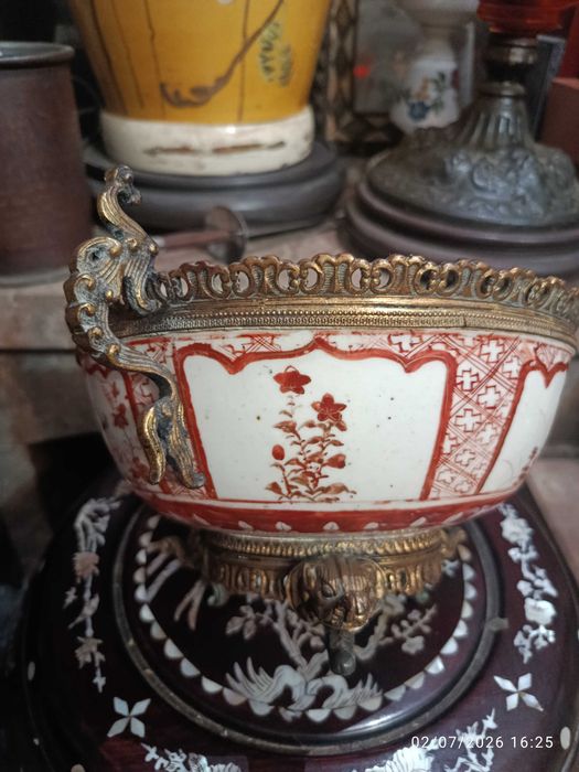 Tigela de porcelana Kutani Japão Séc XIX