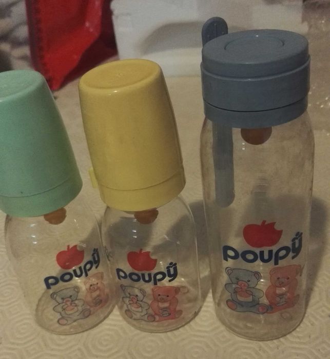 Set of 3 Plastic Baby Bottles, Free 2 Pacifier Clips! – Brand New!!64586338546177122