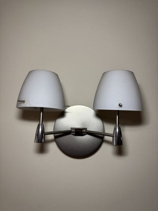 Candeeiros apliques de parede metal com abajur branco dupla luminária