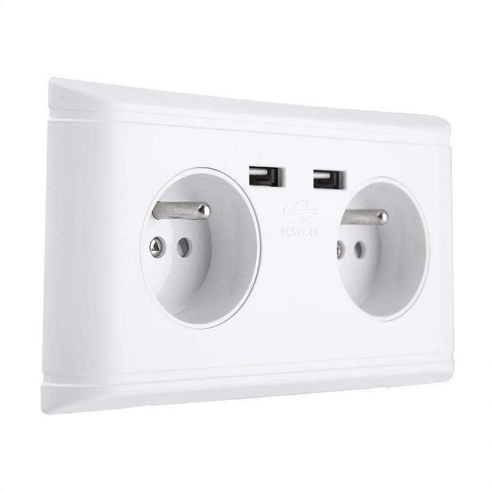 Gniazdko podwójne wielofukcyjne 230V USB do ładowarki SPP708