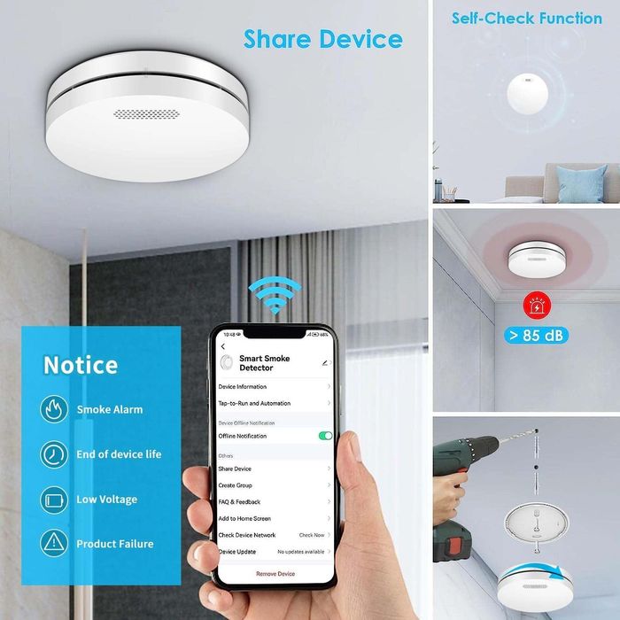 3 aparelhos - Alarme de fumo Wifi