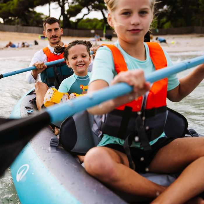 Canoa kayak insuflável 2/3 lugares - Tribord 100+ Azul