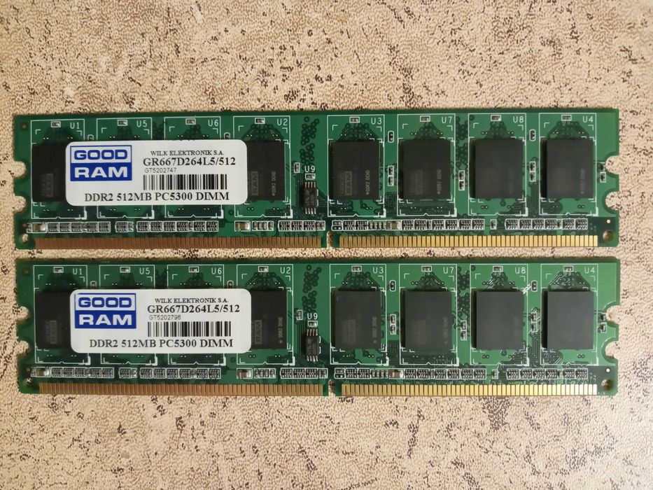 Оперативная память GoodRam DDR2 512MB 667MHz GR667D264L5/512 (2шт)