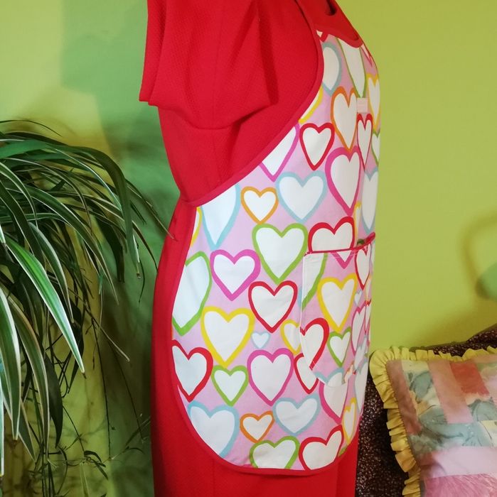 FARTUCH kuchenny rozm. S/M. Szyty ręcznie. Serca. Handmade