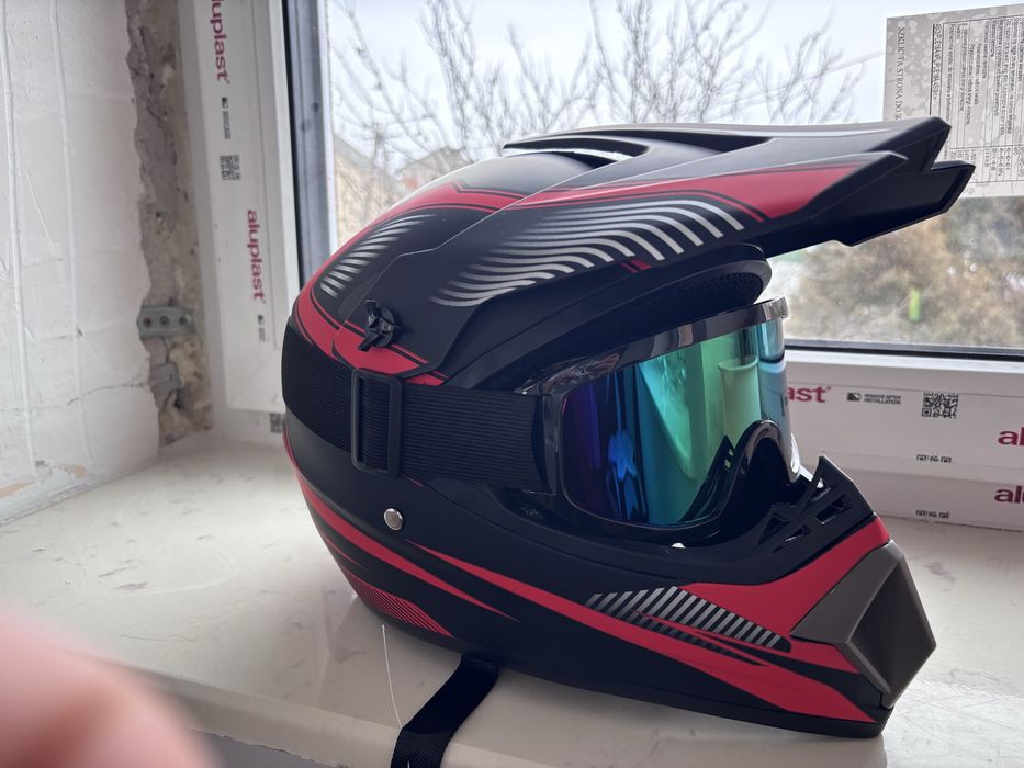 NOWE Kaski Motocrossowe+Gogle  motocross rowerowy quad atv enduro