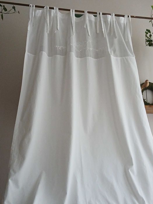 Zasłony Shabby Chic troczki haft bawełna 100%