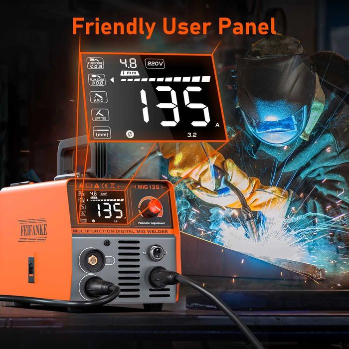 F1286 Máquina soldar Fio e eletrodo MIG135 e ARC COM CABOS E ROLO
