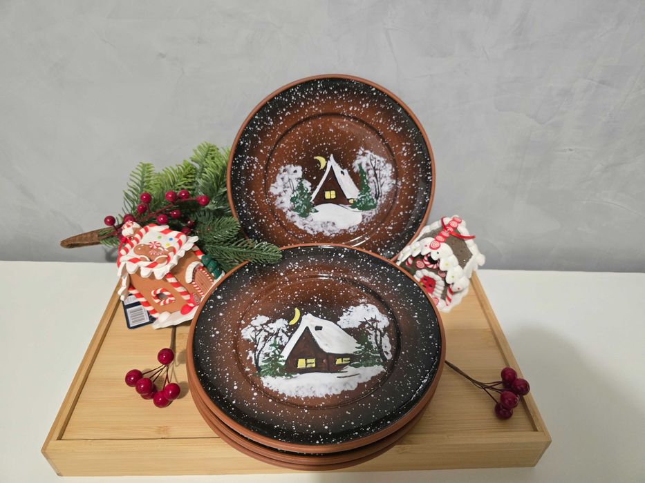 Ręcznie robiony talerz świąteczny 21 cm – piękna ozdoba na stół (Cena za 1 szt.)