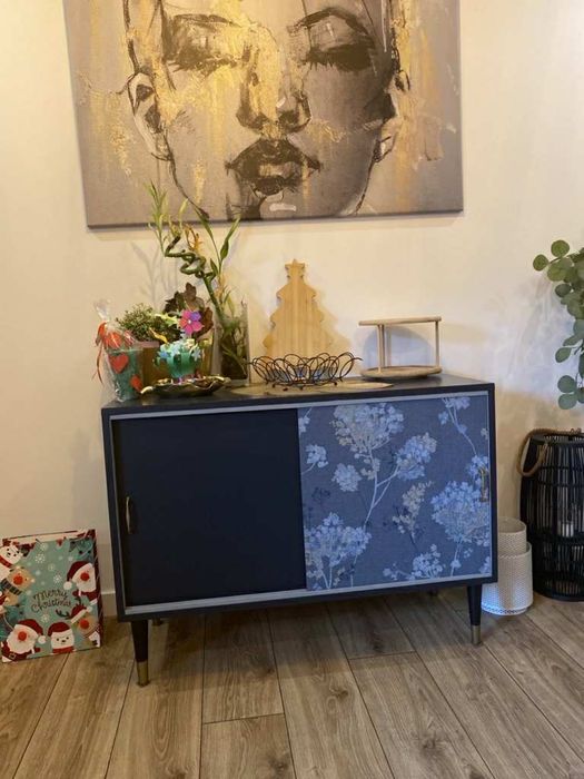 Komoda Vintage prl violetta granatowa