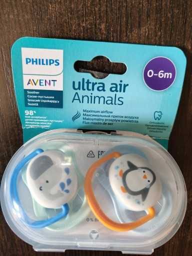 Smoczek Uspokajający Philips Avent Ultra Air, roz. 0-6 m-cy, 2 szt + Etui