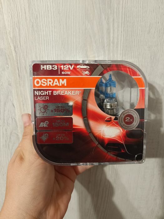 Галогенна лампа 2шт. Osram Night Breaker Laser HB3 12V 60W.