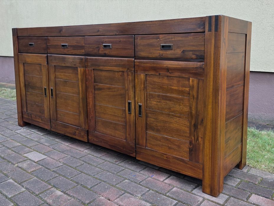 CIEKAWA 100% Lita Tekowa Komoda Kolonialna 4 Szuflady WYSYŁKA