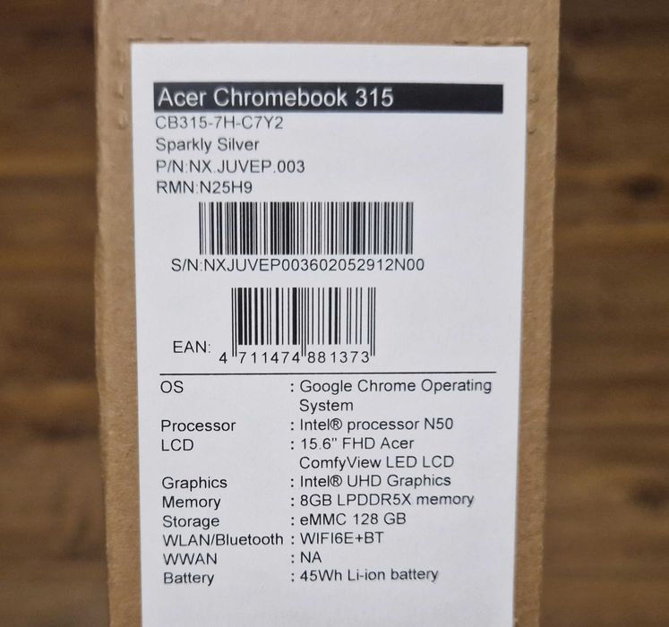 Nowy Laptop  Acer Chromebook 315 / 8GB RAM / Okazja / Gwarancja