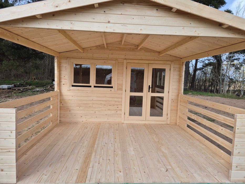 dostepny od ZARAZ domek drewniany+TARAS* 7m x 4m*28 m2 *SCIANY aż 45mm