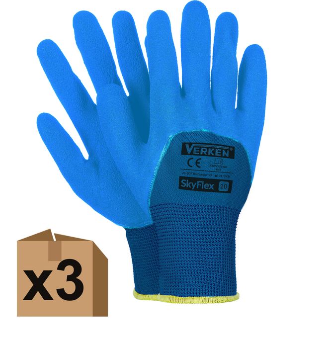 Rękawiczki Robocze Rękawice Powlekane Lateksem - 3 PARY -Rozm. 10 (XL)