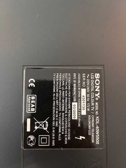 Televisão Sony KDL-40W5500 Não liga