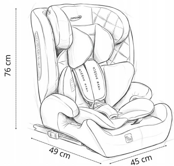 Fotelik samochodowy MILANO 76-150cm Isofix I-size SUMMER BABY w 4 kolorach OKAZJA !!!