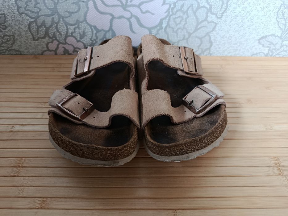 Шлепанцы Birkenstock Германия кожа замша светлые р 38