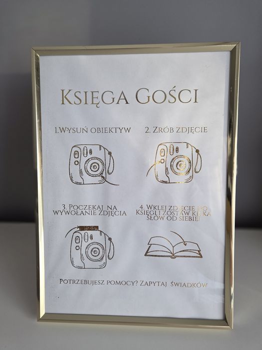 Tabliczka z instrukcją obsługi Instaxa do Księgi gości wesele