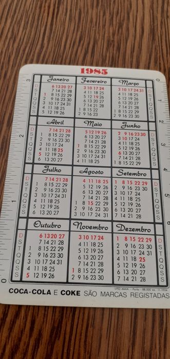 Calendário Coca Cola