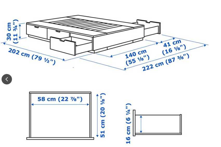 Cama de casal com seis gavetões