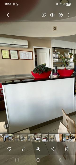 Balcao profissional em inox com tampo em pedra preta | excelente estado